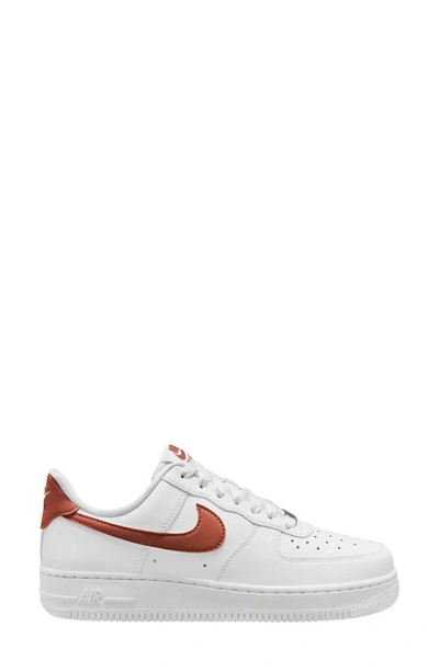 Nike White & Orange Air Force 1 '07 Sneakers In White/ Rugged Orange