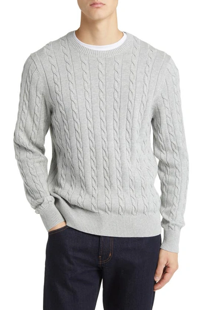 Brooks Brothers Supima Cotton Cable Crewneck Sweater | Grey | Size Xs