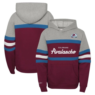 MITCHELL & NESS YOUTH MITCHELL & NESS GRAY COLORADO AVALANCHE HEAD COACH PULLOVER HOODIE