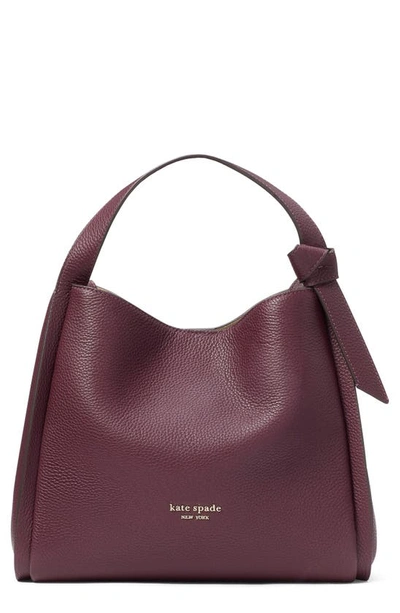 Kate Spade Knott Pebbled Leather Crossbody Tote In Deep Cherry