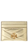 TORY BURCH KIRA CHEVRON QUILTED METALLIC LEATHER CARD CASE