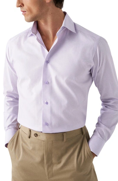Eton Slim Fit Houndstooth Check Cotton Dress Shirt In Lt/ Pastel Purple