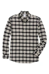 Brooks Brothers Portuguese Flannel Polo Button Down Collar, Plaid Shirt In Black,white