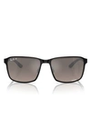 Ray Ban Chromance 55mm Polarized Square Sunglasses In Black/grey