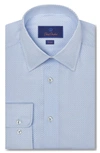 David Donahue Trim Fit Medallion Print Pima Cotton Oxford Cloth Dress Shirt In Sky