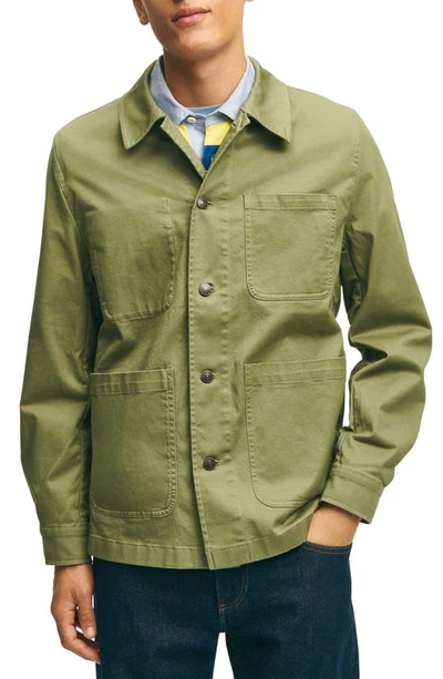 Brooks Brothers Stretch Cotton Twill Chore Jacket | Olive | Size Large