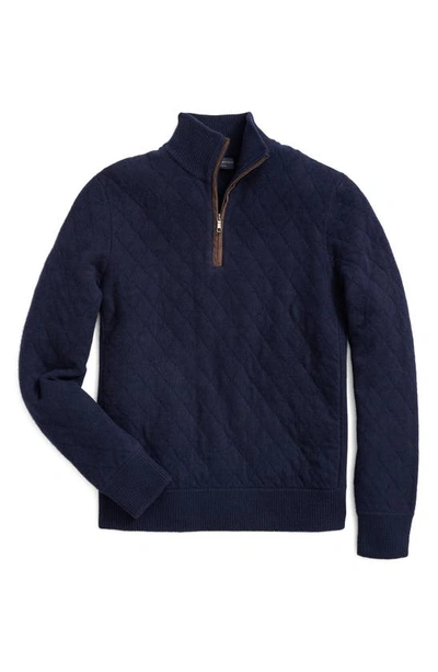 Brooks Brothers Wool Cashmere Quilted Half-zip | Navy | Size Small