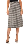 VINCE CAMUTO HOUNDSTOOTH COTTON TWEED MIDI SKIRT