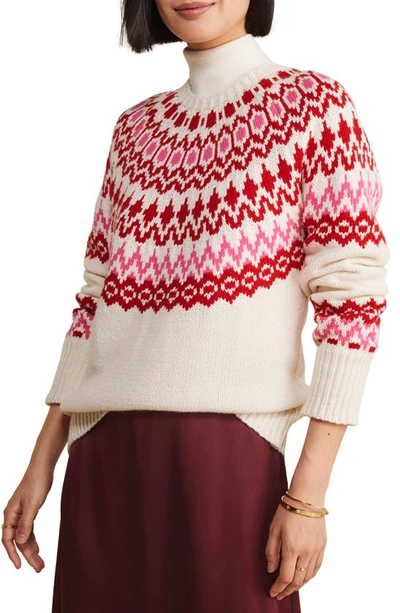 Vineyard Vines Cast Off Wool Blend Fair Isle Jumper In Marshmallow