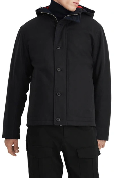Rag & Bone Rowan Hooded Wool Blend Deck Jacket In Navy Red | ModeSens