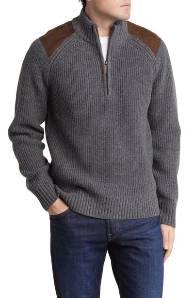 Brooks Brothers Lambswool Ribbed Half-zip Military Sweater | Grey | Size Medium
