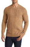 Brooks Brothers Camel Hair Cable Knit Crewneck Sweater | Brown | Size Medium In Brown