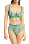 HAUTY RUFFLE DOTTED MESH & LACE UNDERWIRE BRA & PANTIES SET