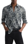 Reiss Black Multi Cousin Paisley Print Button-through Shirt In Black Multi