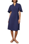 MING WANG BUTTERFLY SLEEVE CRÊPE DE CHINE WRAP DRESS