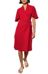 MING WANG MING WANG BUTTERFLY SLEEVE CRÊPE DE CHINE WRAP DRESS