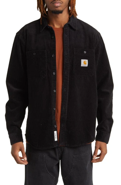 Carhartt Rhodes Logo-patch Corduroy Shirt In Black | ModeSens