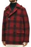 BROOKS BROTHERS OUT BUFFALO CHECK HOODED WOOL PEACOAT