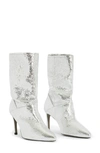 Allsaints Women's Orlana Pointed Toe High Heel Slouch Boots In Metallic Silver