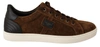 DOLCE & GABBANA BROWN SUEDE LEATHER MENS LOW TOPS SNEAKERS