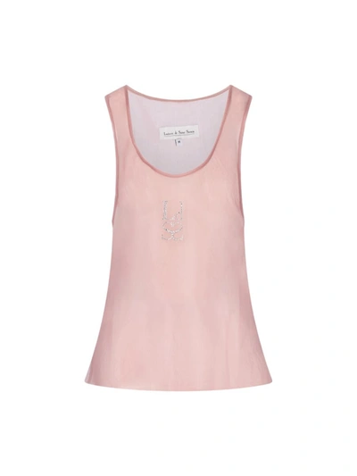 Ludovic De Saint Sernin Rhinestone-embellished Sheer Tank Top In Pink