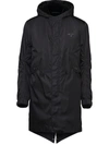 Prada Re-nylon Hooded Coat In Nero