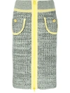 Cormio Yi Floral Embroidery Midi Knitted Skirt In Mint Antracite