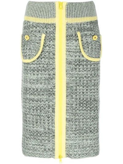 Cormio Floral-embroidery Knitted Skirt In Gris