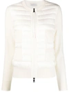 Moncler Quilted Zipped Cardigan In Natural
