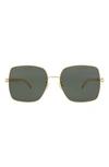 Gucci Rectangle Frame Sunglasses Sunglasses In Gold Gold Grey