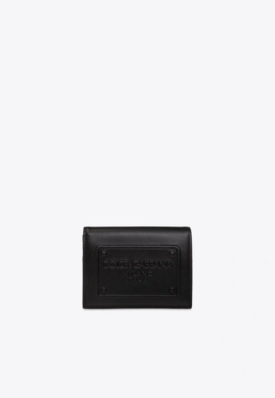Dolce & Gabbana 3d-effect Logo Folded Cardholder In Black