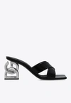 DOLCE & GABBANA 75 POLISHED LEATHER MULES WITH DG HEEL