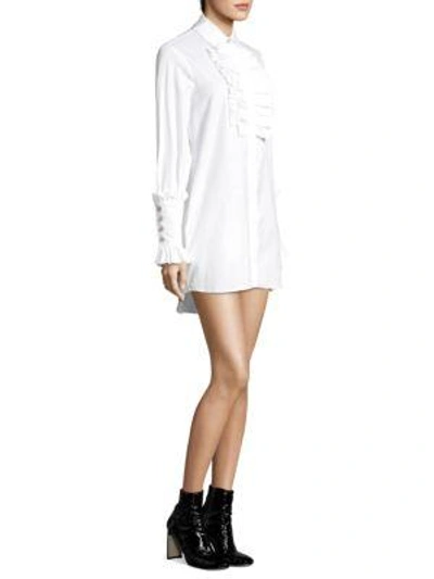 Caroline Constas Woman Boyfriend Tuxedo Ruffle-trimmed Cotton-poplin Mini Dress White