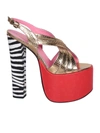 Dsquared2 Animalier Printed Leather Evening Sandals Heel 17 Cm In Gold