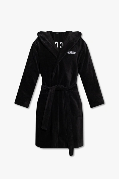 Dsquared2 Hooded Belted Bathrobe In New