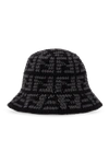FENDI FENDI BLACK MONOGRAMMED BUCKET HAT