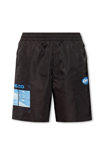 Off-white Black Swimming Shorts With Logo In New