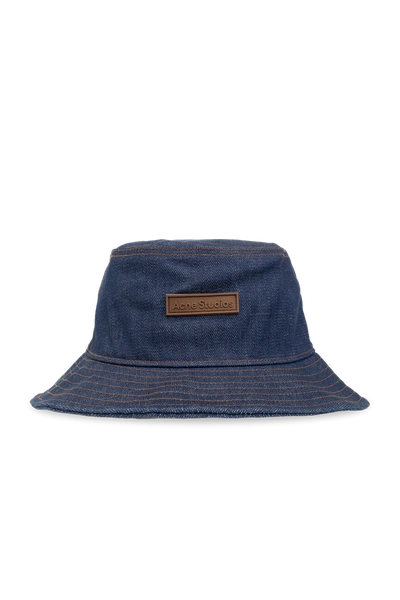 Acne Studios Navy Blue Denim Bucket Hat In New