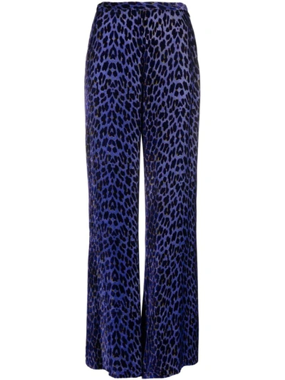 Forte Forte Leopard-print Velvet Trousers In Blue