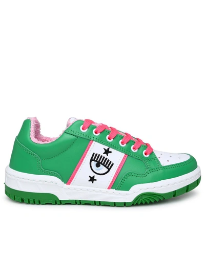 Chiara Ferragni Cf-1 Green Leather Sneakers