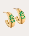 Elizabeth Moore Women's Fairy Dust 18k Gold Emerald Hoop Earrings In Green