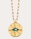 Elizabeth Moore Women's Eye Of The Sun 14k Gold Oregon Sunstone And Diamond Pendant Necklace In Green