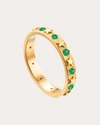 Elizabeth Moore Women's Celestial 18k Gold Emerald Star Ring In Green