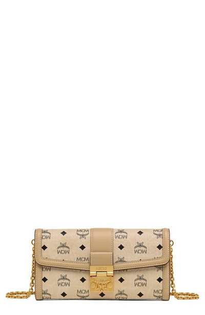 Mcm Large Tracy Monogram-pattern Wallet In Beige Black Logo