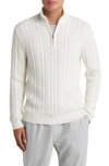 Reiss Bantham - Ecru Cable Knit Half-zip Funnel Neck Jumper, S