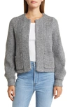 Wit & Wisdom Marled Blouson Sleeve Cardigan In Heather Charcoal/ Black