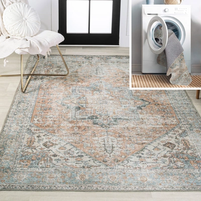 Jonathan Y Armae Distressed Medallion Chenille Machine-washable Terra/blue Area Rug