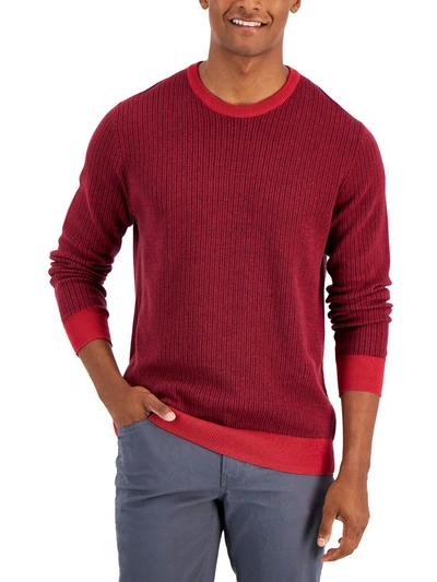 Club Room Mens Knit Crew Neck Pullover Sweater In Red