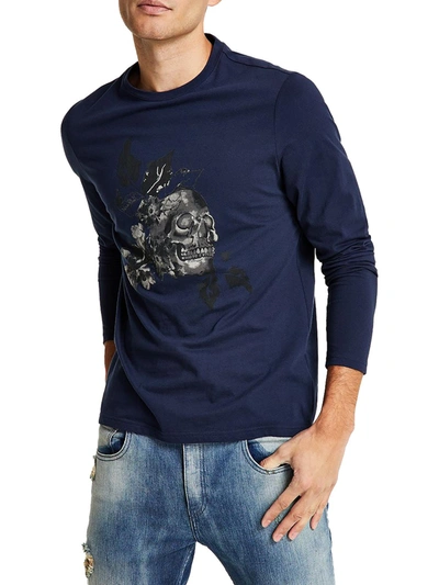 Inc Devon Mens Cotton Crewneck Graphic T-shirt In Blue