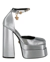 Versace Medusa Aevitas 155 Platform Leather Pump In Silver